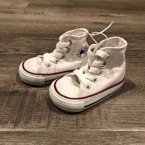 White High Top Converse Lace Up Sneakers
